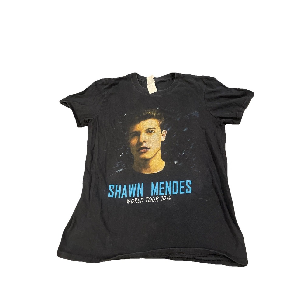 Shawn Mendes Black Tee Shirt World Tour 2016 Small Dates back Music pop Concert
